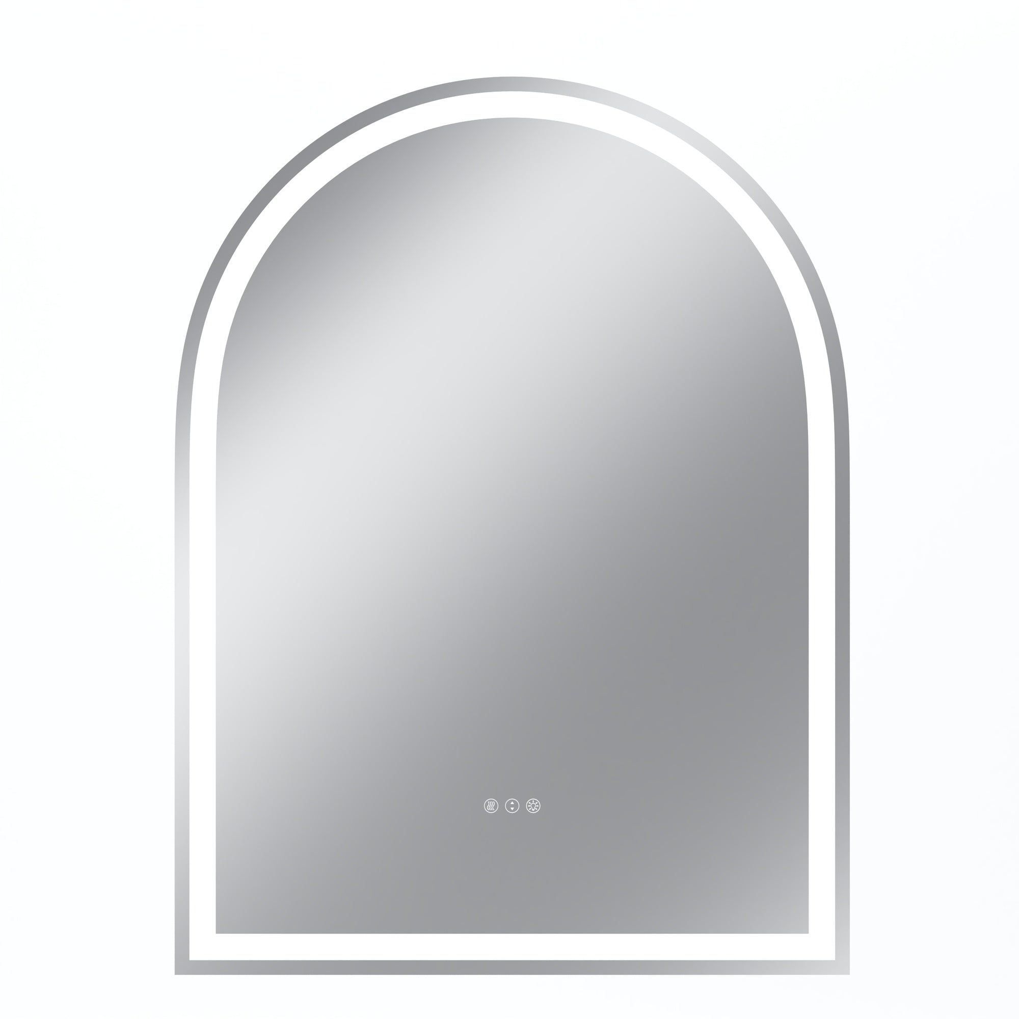 Vanityfus 36-in W 48-in H Arch Frameless Wall-Mounted Beveled Dimmable LED Lighted Fog Free Bathroom Vanity Mirror in silver